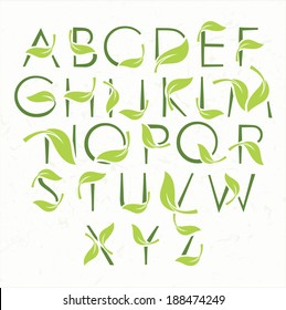 Vector green eco alphabet 