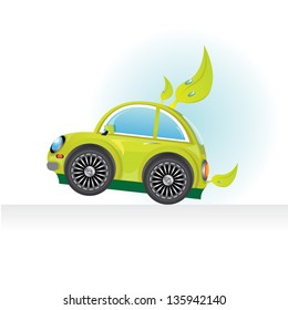 vector green eco car icon. vector toy car. kids background with automobile for boy.