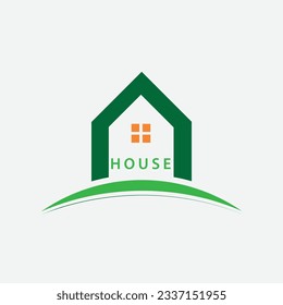 Vector green eco house logo concept