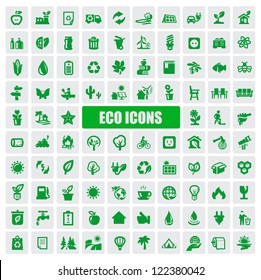 Vector Green Eco Icons Set On White