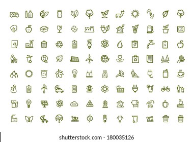 vector green eco icons set