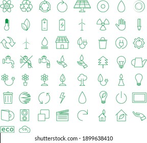 vector green eco icons set on white