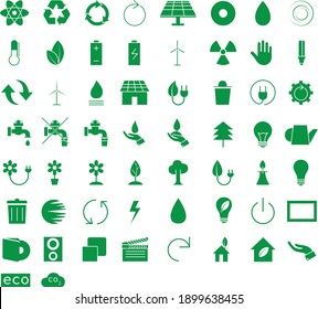 vector green eco icons set on white