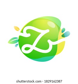 Vector green eco letter Z logo. Vegan, raw, healthy food signs template for cafe labels, restaurants posters, organic packaging etc.