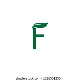 Logo de las letras ecológicas verdes vectoriales con hojas. Fuente ecológica F.