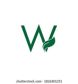Vector green eco letters logo with leaves. Ecological font w.