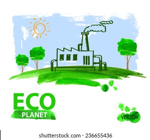 vector green eco living concept planet illustration
