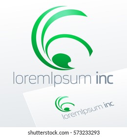 Vector green eco sign in sphere shape. Logo for Ecology, Pharmacy, Medicine activity