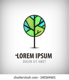 vector green eco tree icon, logo isolated