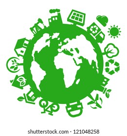 vector green eco world isolated on white