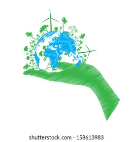 vector green eco world isolated on white