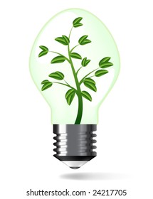 Vector green electric light with plant inside