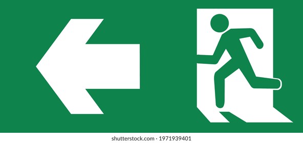 Vector Green emergency exit sign for the way to escape. Fire exit in the building symbol.