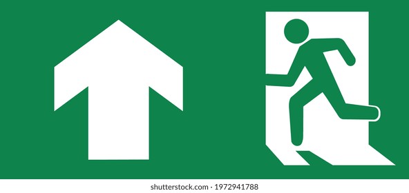 Vector Green emergency exit sign for the way to escape. Fire exit in the building symbol.