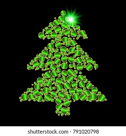 Vector Green Enchanting Precious Grainy Christmas Fir Tree
