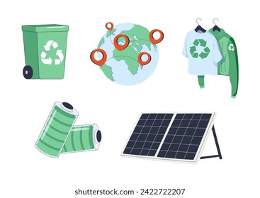 Vector Green Energy icon set, Green Energy, Clean Energy, Environmental Alternative Concept. Eps 10 Vector. Environment, sustainability, nature, recycle, renewable energy, eco-friendly