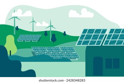 ilustración vectorial del concepto de la industria de energía verde