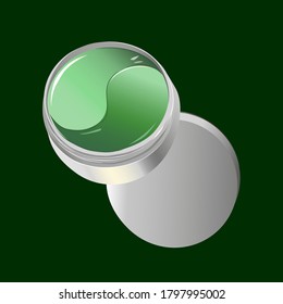 Vector green eye gel patches. Cosmetic collagen eye patches.