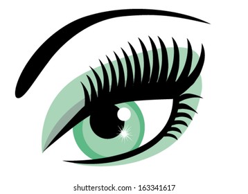 vector green eye with long lashes