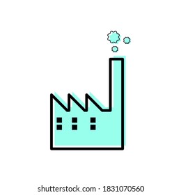 Vector green factory icon flat modern style isolated on white background