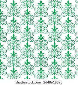 Vector green featuring green floral swirls and fleur de lis pattern vector. Scalable design...