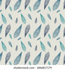 Vector green ferns pattern on bright background