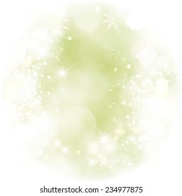 Vector green festive Christmas background. Elegant abstract background with bokeh defocused lights and stars.