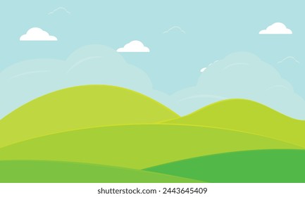 Vector green field. beautiful summer landscape.
