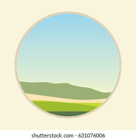 Vector green fields , meadow landscape illustration