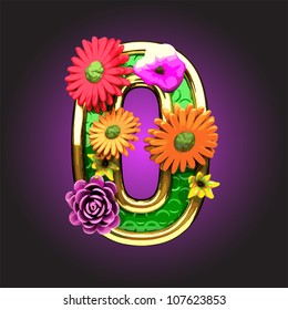 Vector green figure with flowers