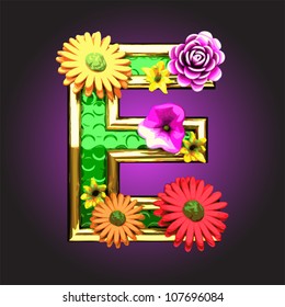Vector green figure with flowers
