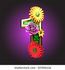 Vector green figure with flowers