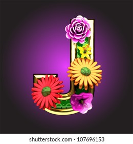 Vector green figure with flowers