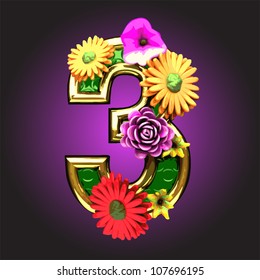 Vector green figure with flowers