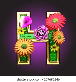 Vector green figure with flowers