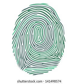 Vector Green Fingerprint On White Background