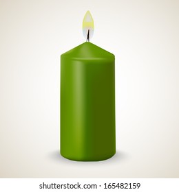Vector green fire candle isolated on white background