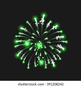 Vector green firework bursting 