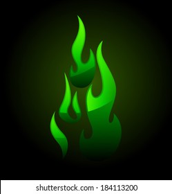Vector green flame and glare
