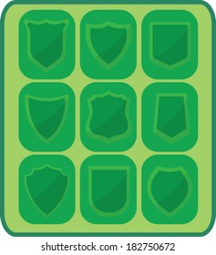 Vector Green Flat Shields Set, Coat of Arm