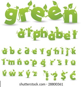 vector green floral alphabet