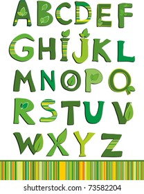 vector green floral alphabet