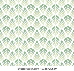 Vector Green Floral Art Nouveau Seamless Pattern. Geometric decorative leaves texture. Retro stylish background. 