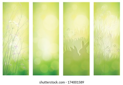 Vector green floral banners for design.