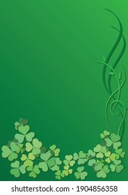 vector green floral illustration with clover