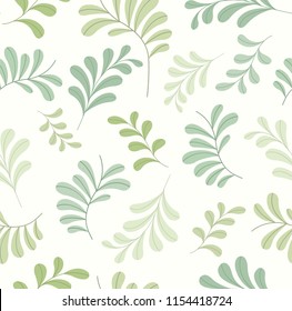 Vector Green Floral Seamless Pattern. Decorative Plant Background. Cute Fabric Ornament texture with leaves and flowers.