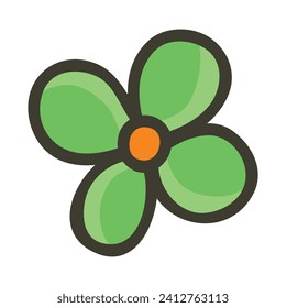 Vector green flower illustration hand drawn design