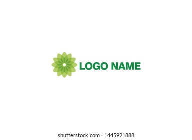 Vector green flower logo design. Isolated on white background.