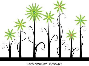 vector green flowers