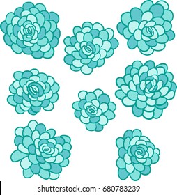vector green flowers set